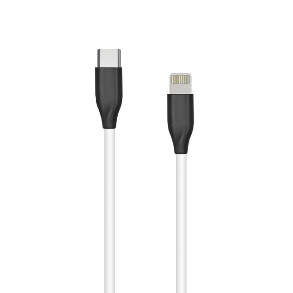 Silicone Kabelis USB Type C- Lightning, 2m (balts)