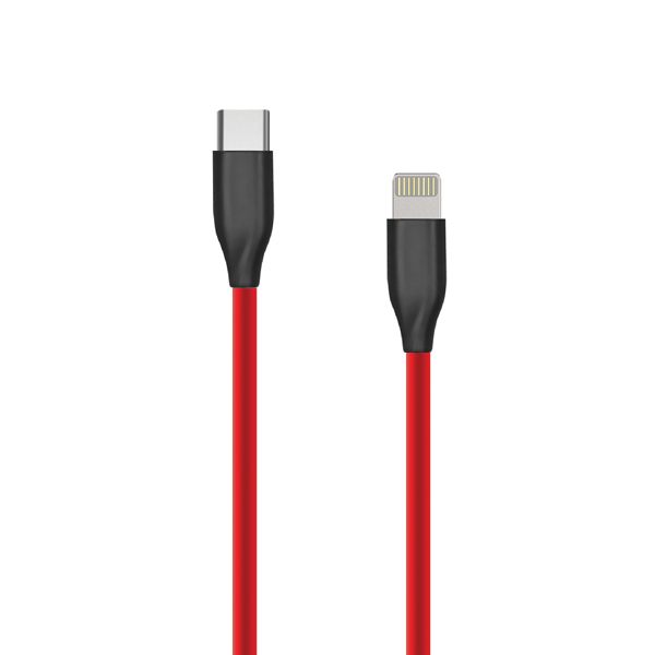 Silicone Kabelis USB Type C- Lightning, 2m (sarkans)