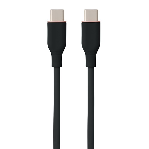 Silicone Kabelis USB Type-C - Type-C, 60W, (melns, 2m)