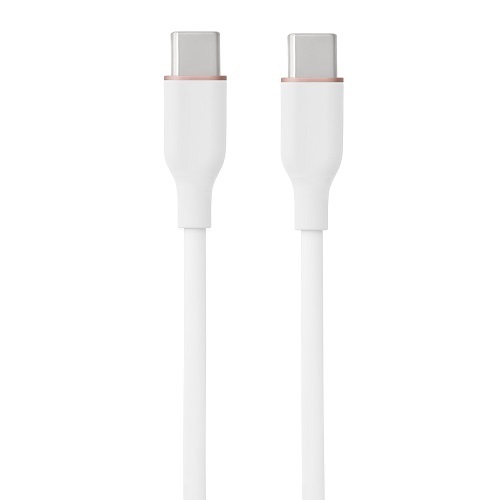 Silicone Kabelis USB Type-C - Type-C, 100W, (balts, 3m)