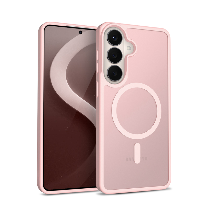 Crong Hybrid Matte Magnetic - MagSafe maciņš Samsung Galaxy S26 (rozā)