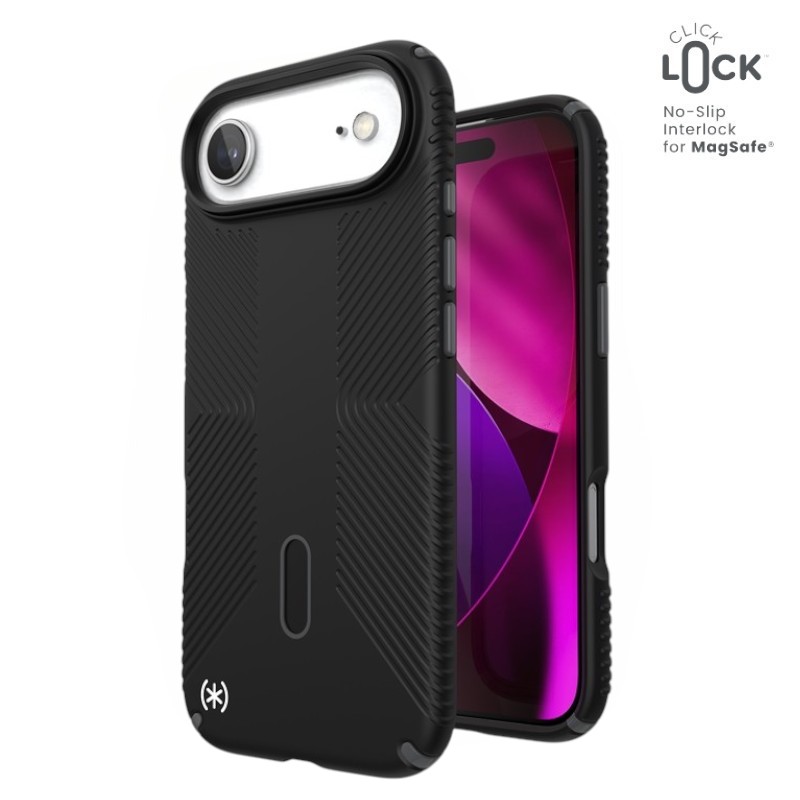 Speck Presidio2 Grip ClickLock & MagSafe - iPhone Air maciņš (melns / Slate pelēks / balts)