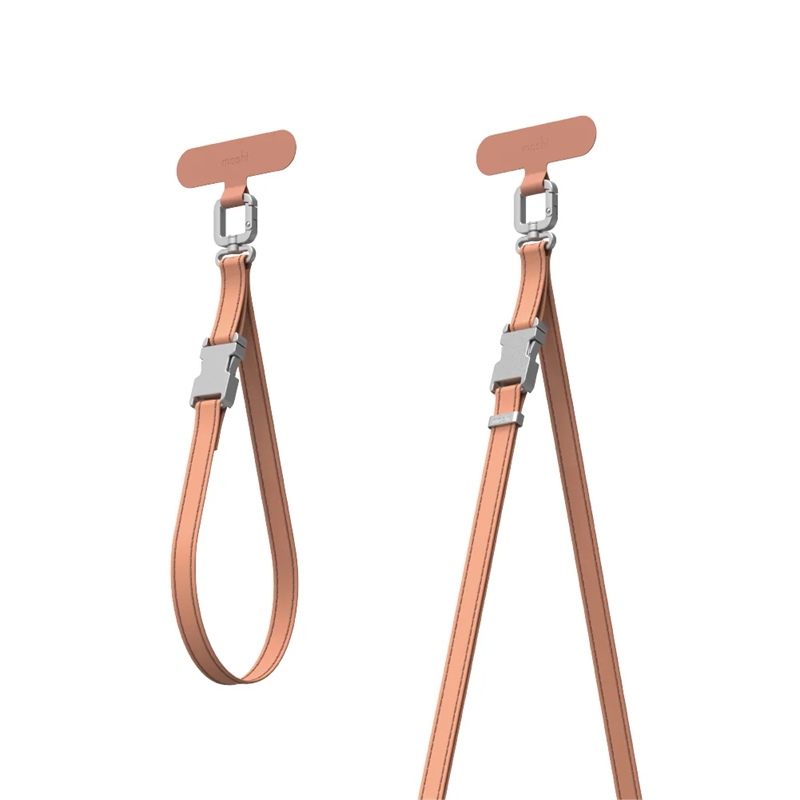 Moshi 2-in-1 Wrist & Body siksniņa with adapteris - Eco Leather Phone Lanyard (Misty Coral)