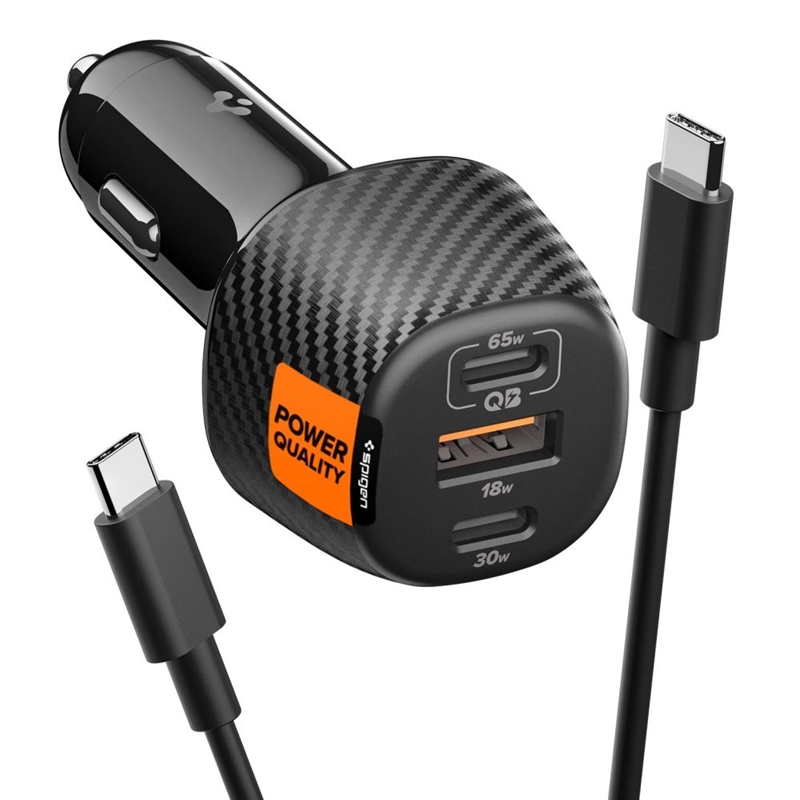 Spigen Essential EV1133 3 portu auto lādētājs - melns