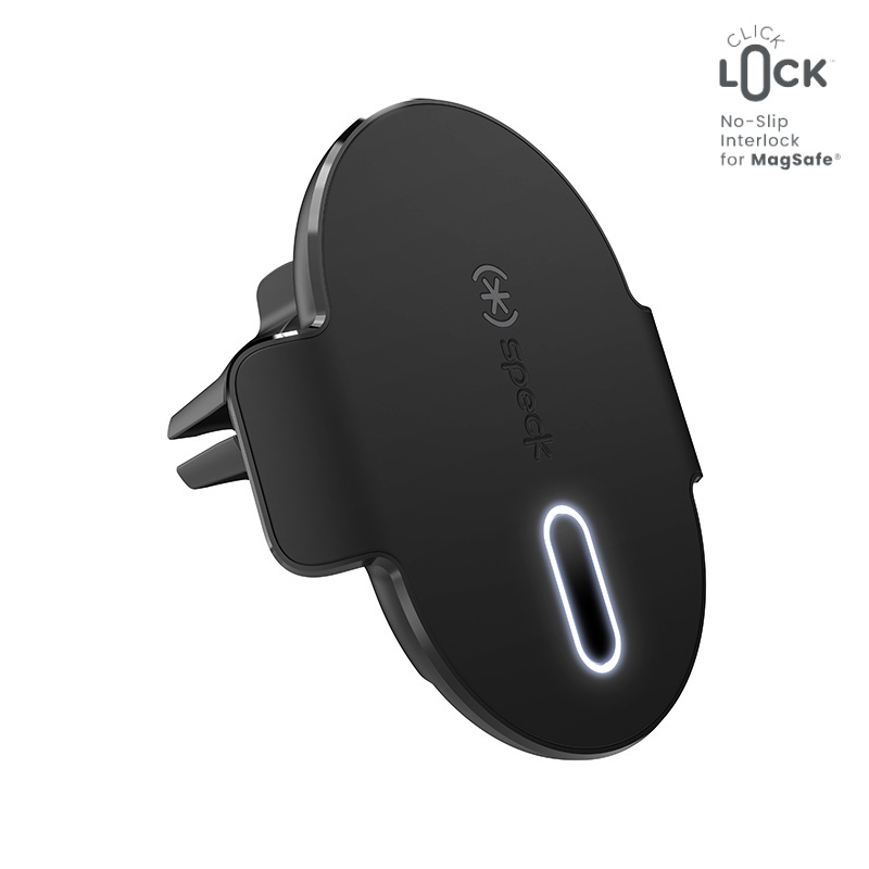 Speck Charging Vent Mount + ClickLock - MagSafe bezvadu Charging Car turētājs (melns)