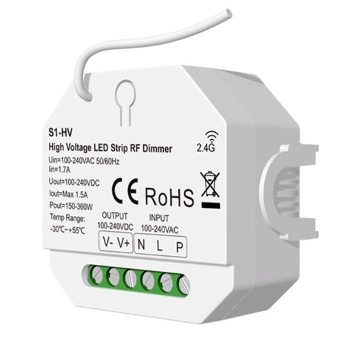 S1-HV Dimmer, 1 kanāls, 230V, 150-360W, spiedpoga