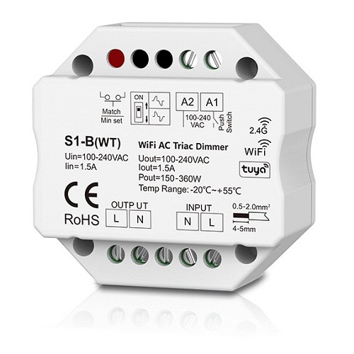 S1-B(WT) AC Triac dimmers, spiedpoga, Tuya, Wi-Fi