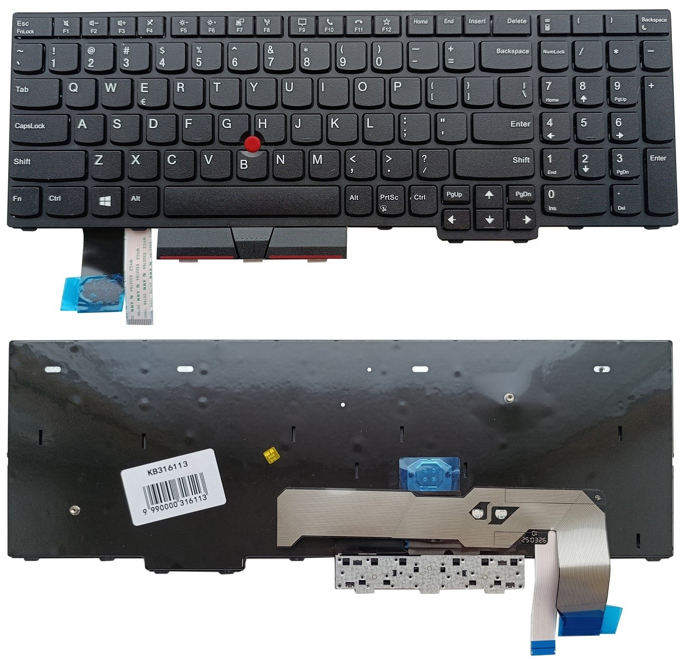 Keyboard LENOVO Thinkpad L15 Gen2, with backlight, with phone key, with trackpoint, US