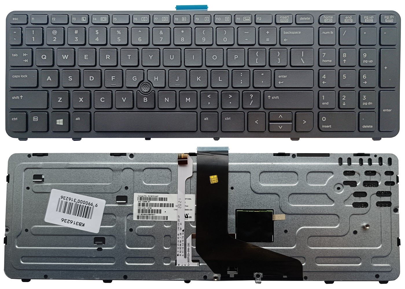 Keyboard HP ZBook 15 G1 G2, with backlight and trackpoint, US