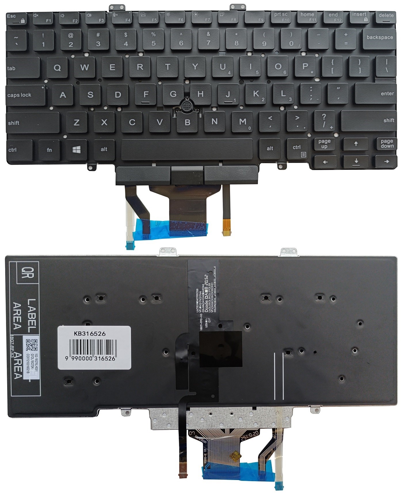 Keyboard DELL Latitude 5400, 5401, 5410, 5411, with backlight and trackpoint, US