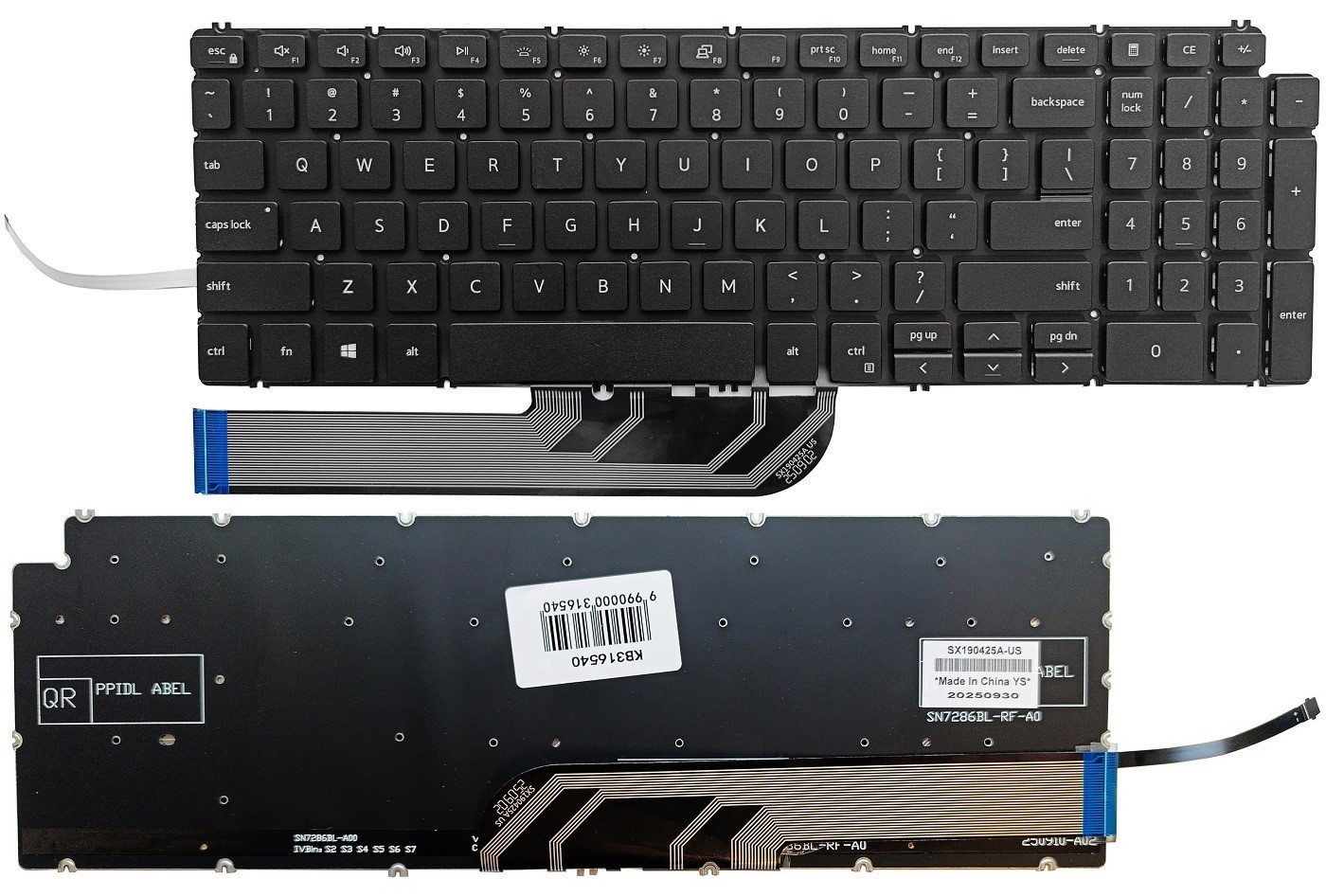 Keyboard DELL Vostro 3501, 3505, Inspiron 5598, 5584, 5502, with backlight, US