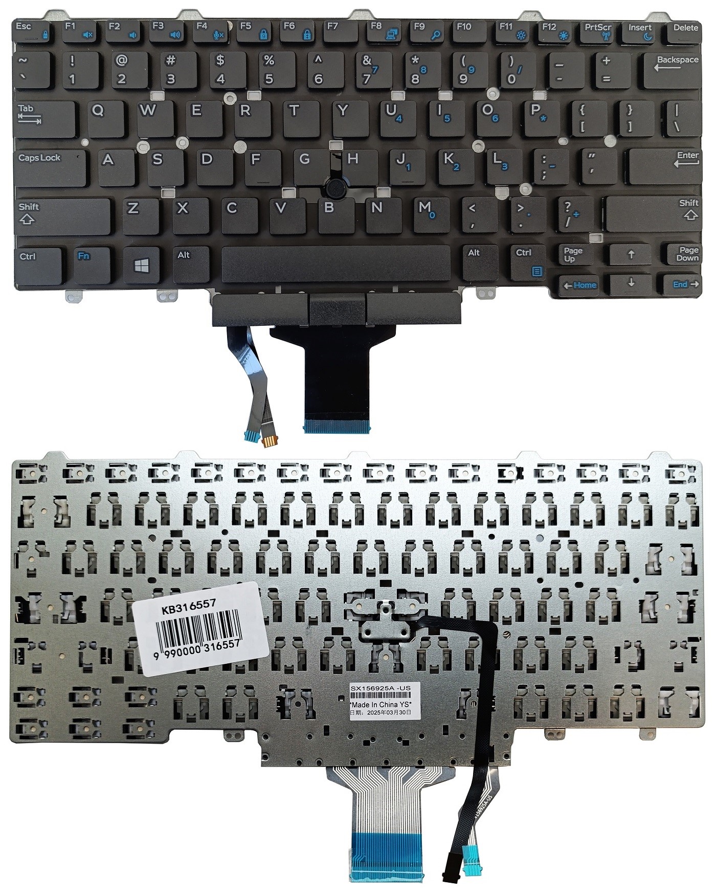 Keyboard DELL Latitude E3340 E5450 E7450, with trackpoint, US