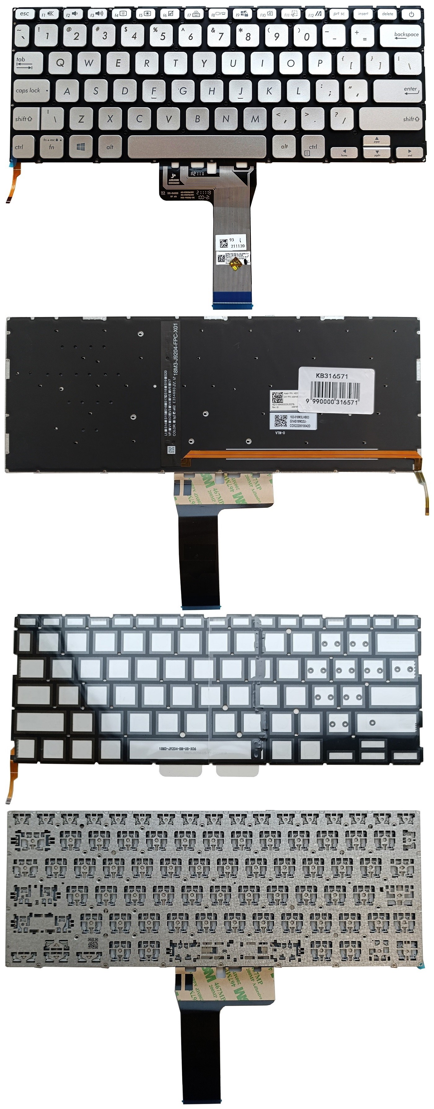 Keyboard ASUS X409, A412, X412, R423, R424, with backlight, US