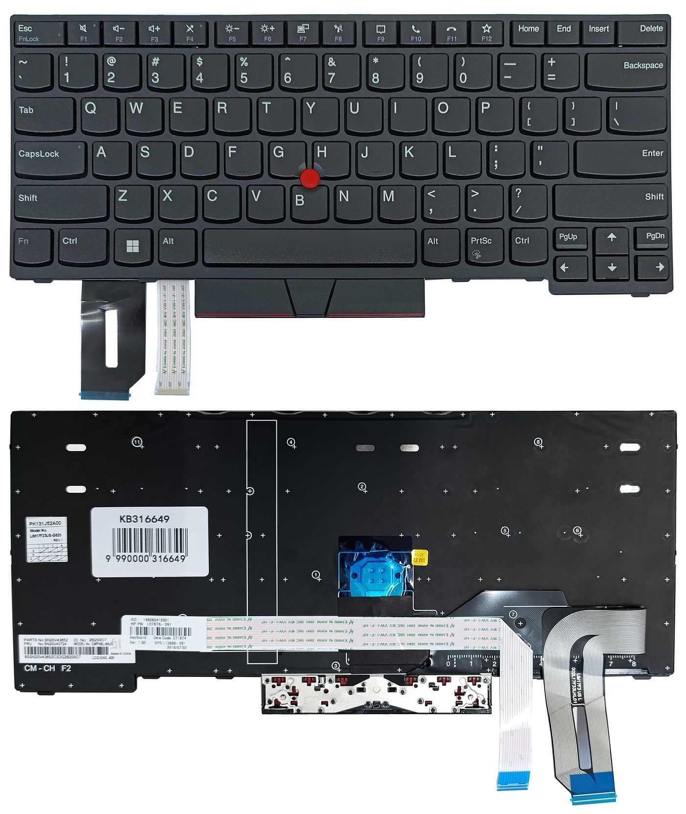 Keyboard LENOVO Thinkpad P14s, with trackpoint, US