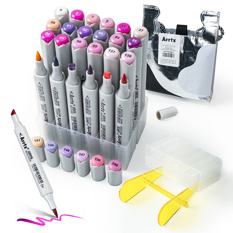 Double-sided Marker Pens ARRTX Oros, 24 Colours, violets tone shade