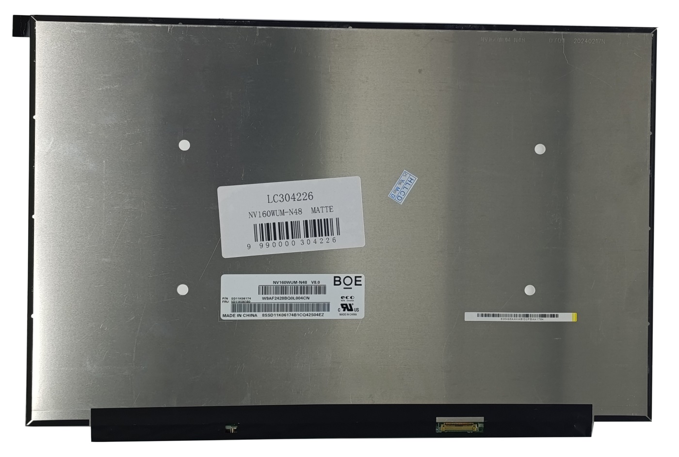 LCD Screen 16.0", 1920*1200, WLED, SLIM, IPS, matte, 30pin (right), A+