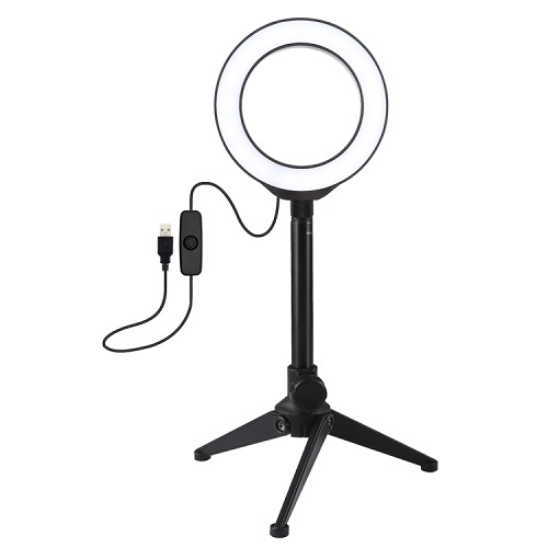 LED Ring Lamp 12cm with Desktop Tripod Mount up to 21.8cm, USB