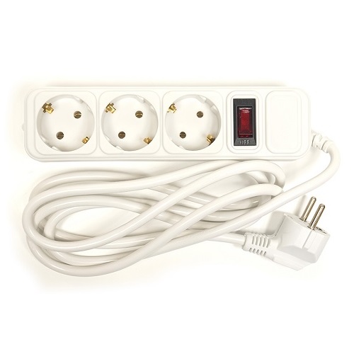 Extension cord 1.8m, 3 sockets, ar switch
