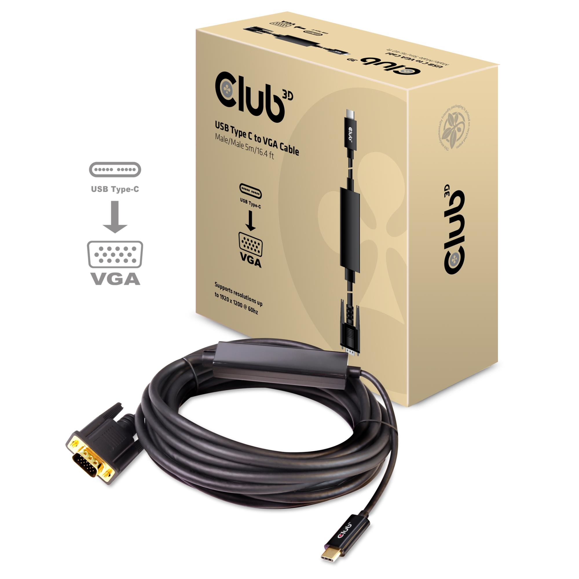 USB-C uz VGA kabelis 5m CAC-1512 Club3D