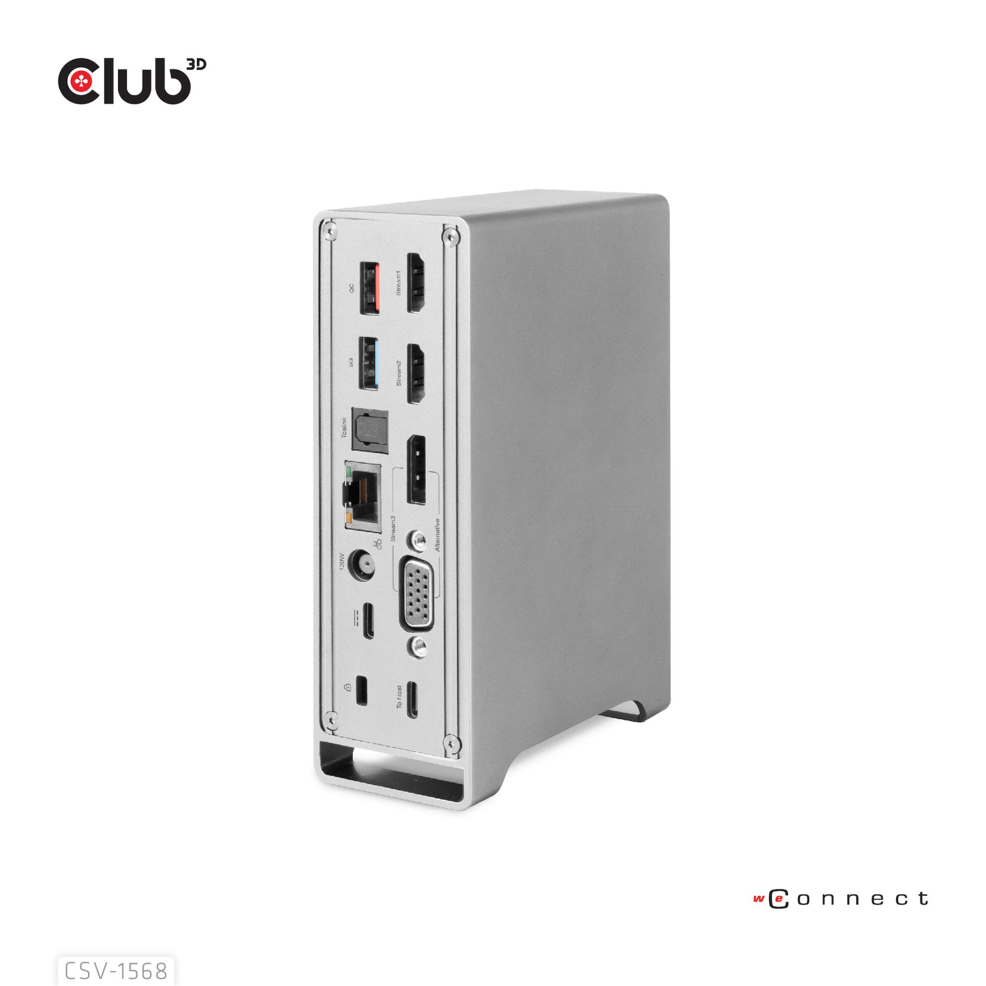 Club3D CSV-1568 portatīvā datora dokstacija USB-C 120W