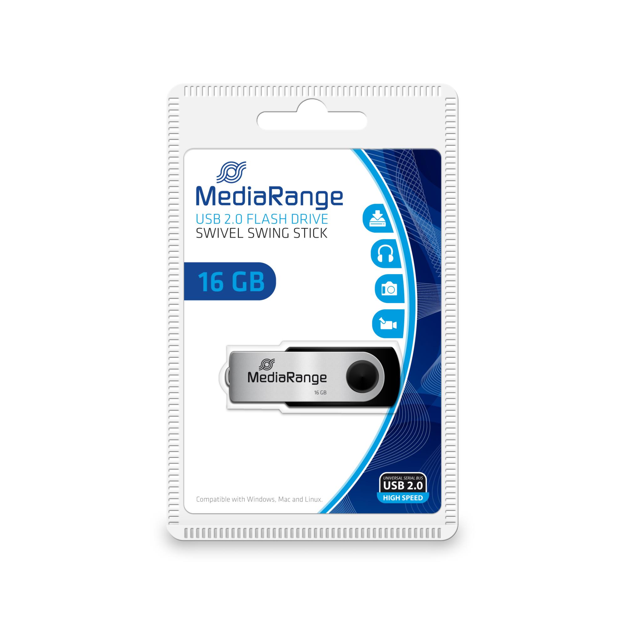 USB zibatmiņa USB2 16GB MediaRange MR910