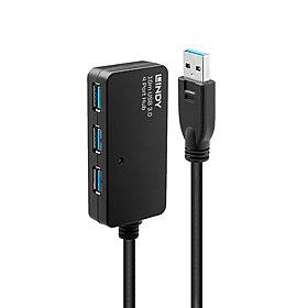USB3 pagarinātāja centrmezgls 10m aktīvs 43159 Lindy