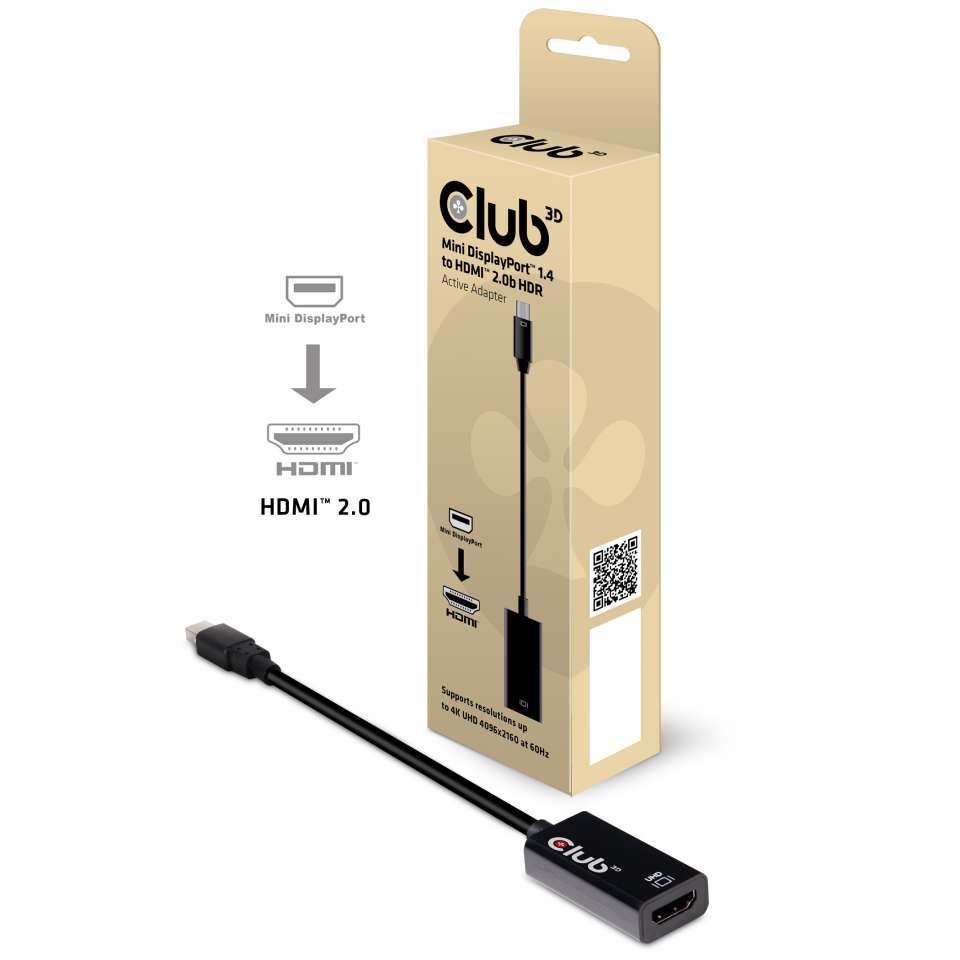 Mini DP uz HDMI aktīvs adapteris CAC-1180 Club3D