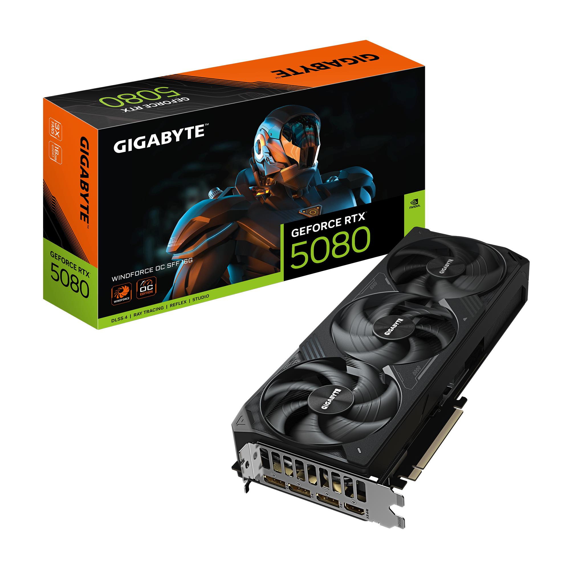 Gigabyte RTX 5080 Windforce OC videokarte 16GB GDDR7 256bit PCIe 5.0 1xHDMI 3xDP