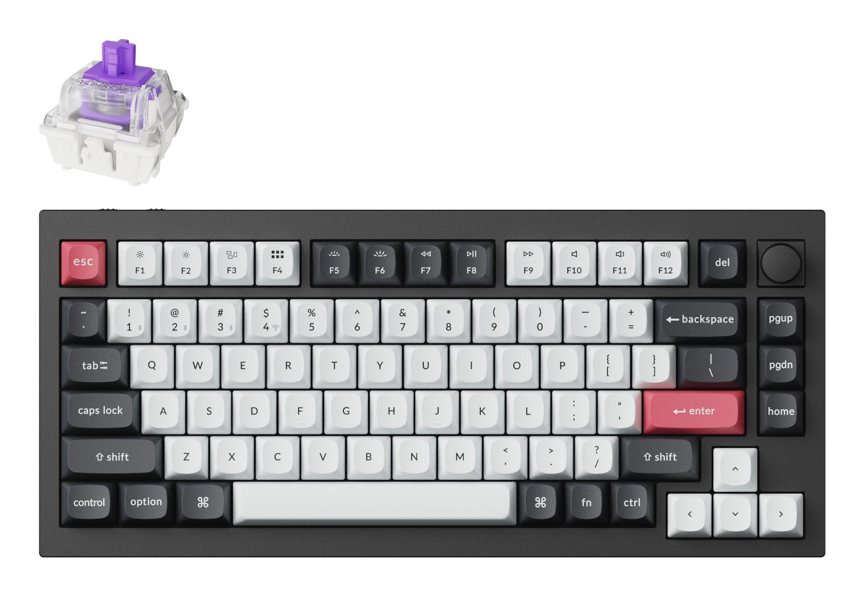 Bezvadu tastatūra KEYCHRON Q1 HE RGB Carbon Black Q1H-M1
