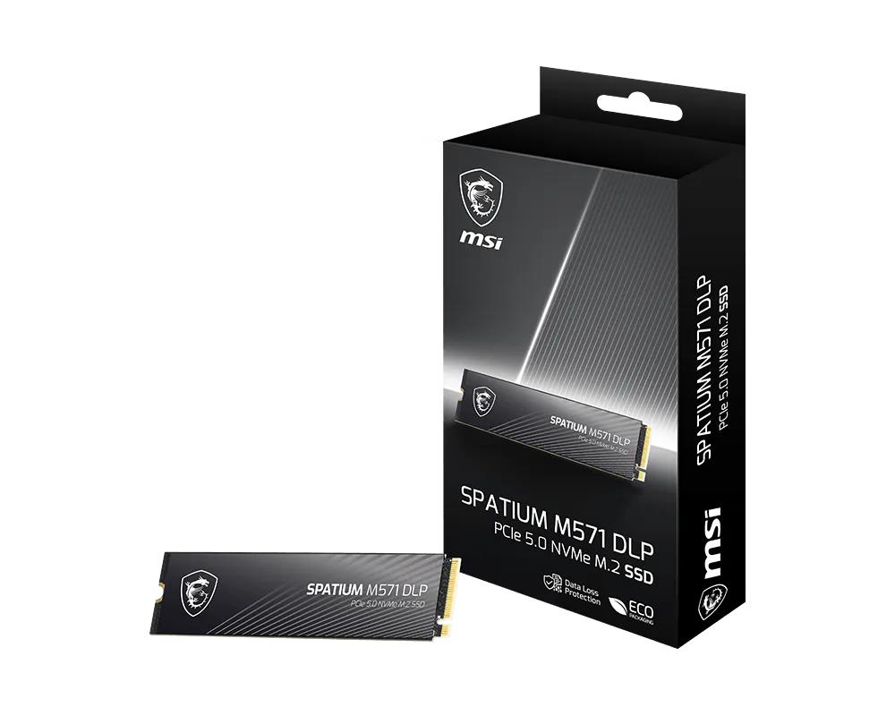 SSD disks MSI SPATIUM M571 DLP 2TB PCIe 5.0 NVMe M.2 lasīšana 14500 MB/s rakstīšana 11000 MB/s