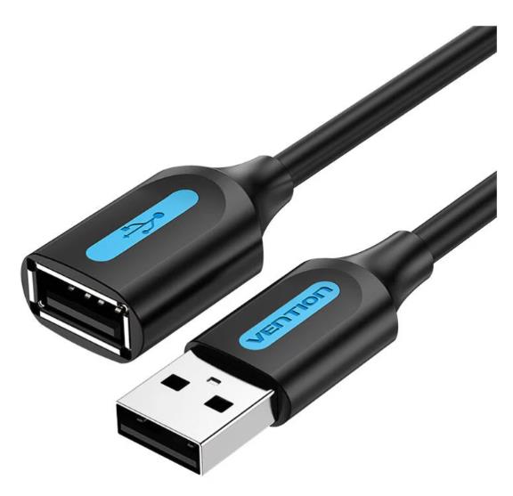 USB 2.0 kabelis tēviņš-mātīte 3m melns Vention