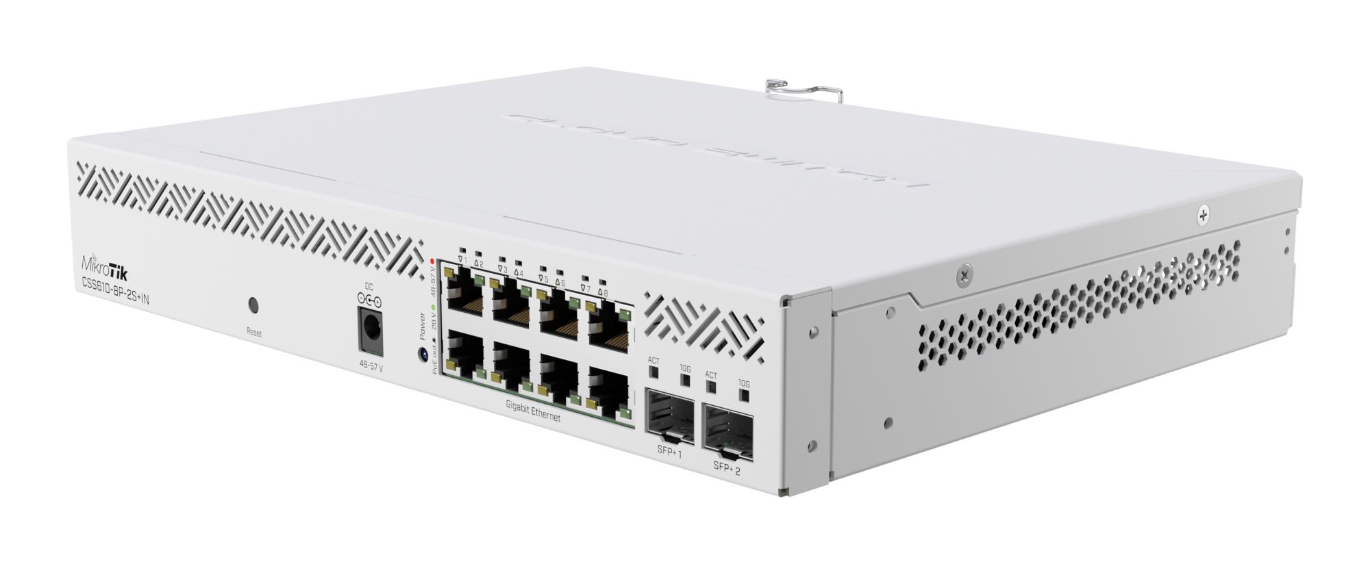 Komutators MIKROTIK CSS610-8P-2S+IN 8xGbE 2xSFP+