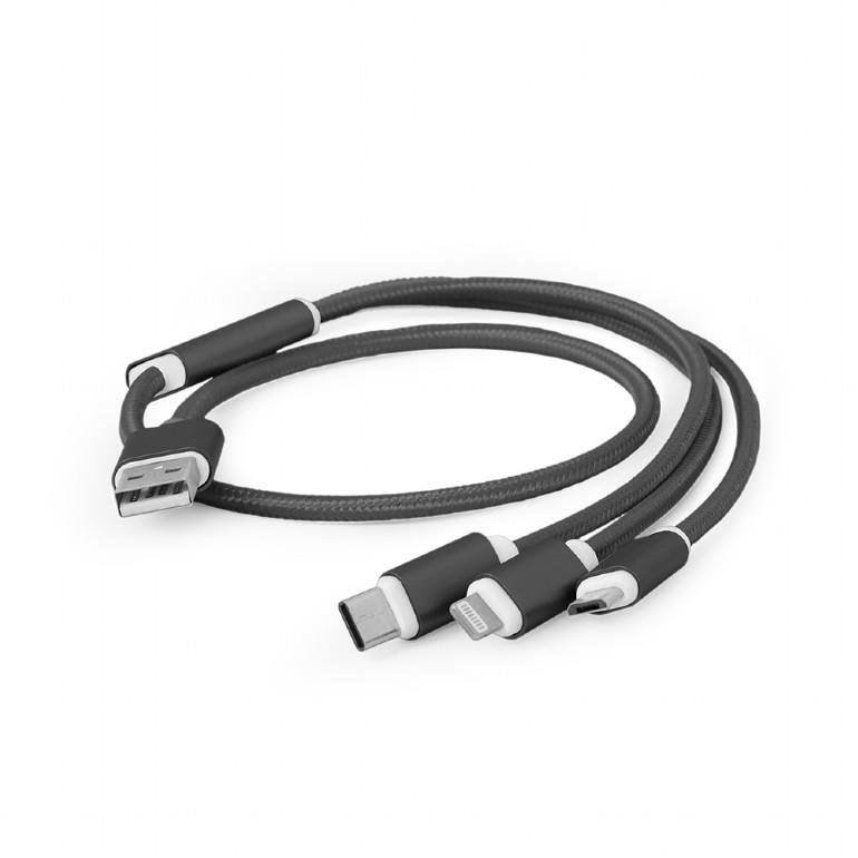 Gembird USB 3in1 uzlādes kabelis 1m melns