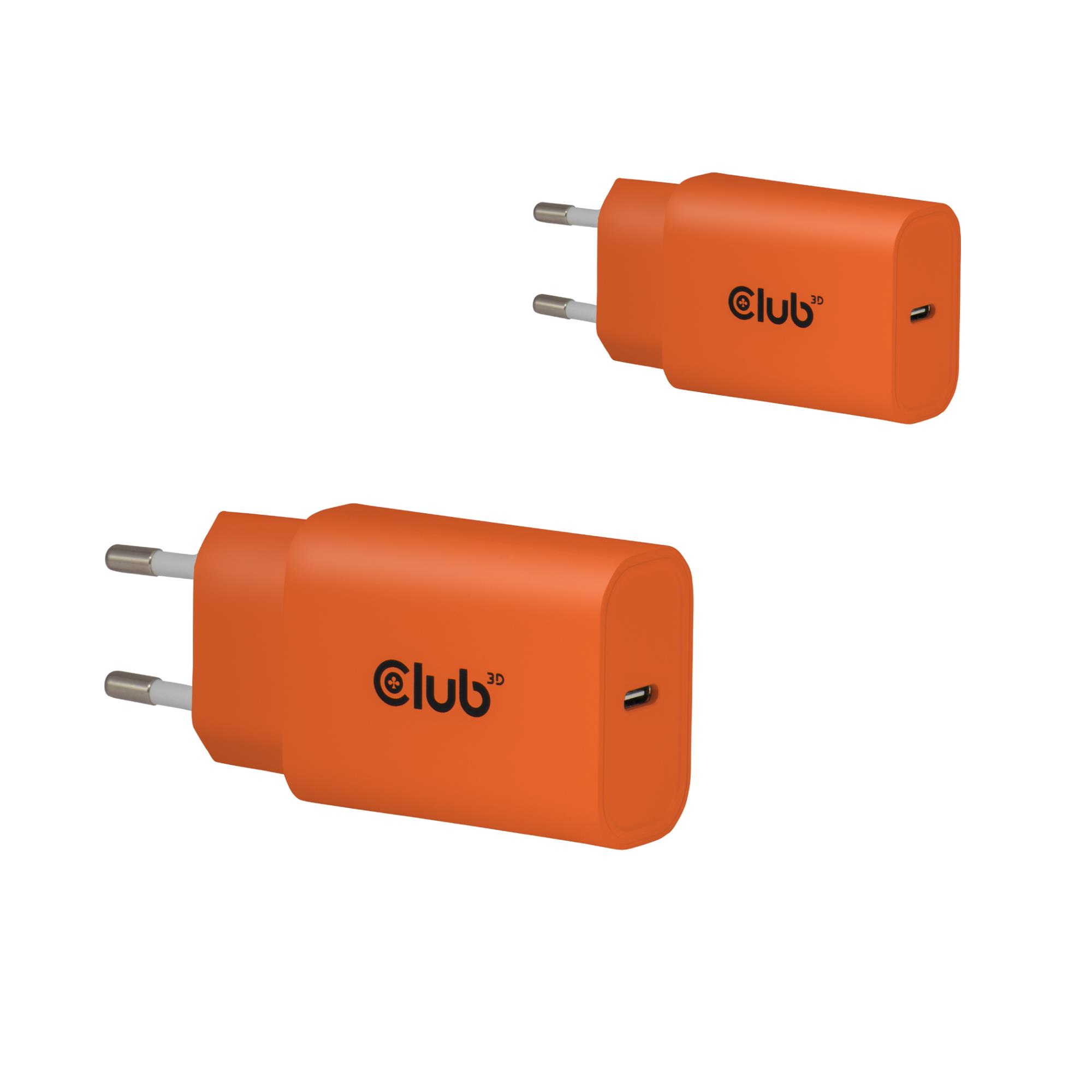 Sienas USB-C lādētājs 2 gab. 30W Oranžs CAC-3023 Club3D