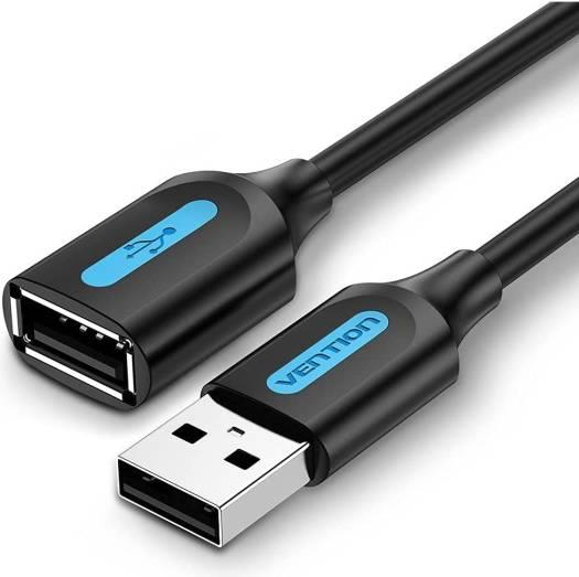 Kabelis USB 2.0 A-A pagarinātājs 1.5m melns Vention