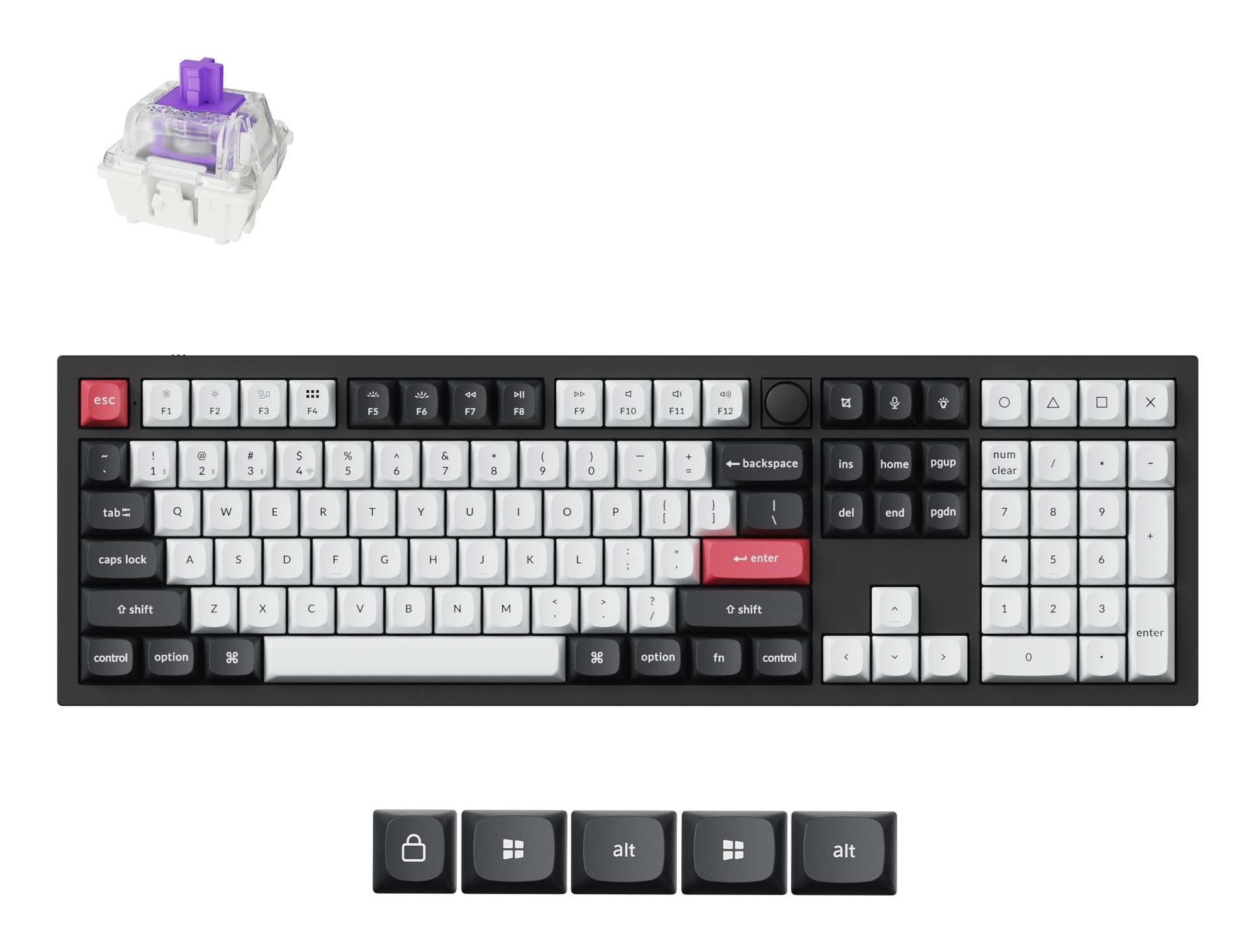 Bezvadu tastatūra KEYCHRON Q6 HE RGB Carbon Black Q6H-M1