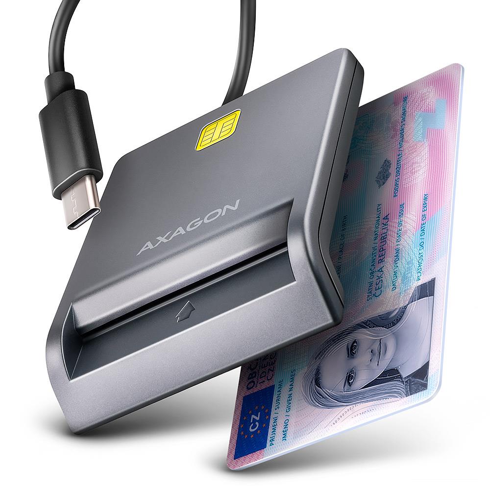 Axagon plakans SmartCard/ID karšu lasītājs USB-C 1.3m CRE-SM3TC