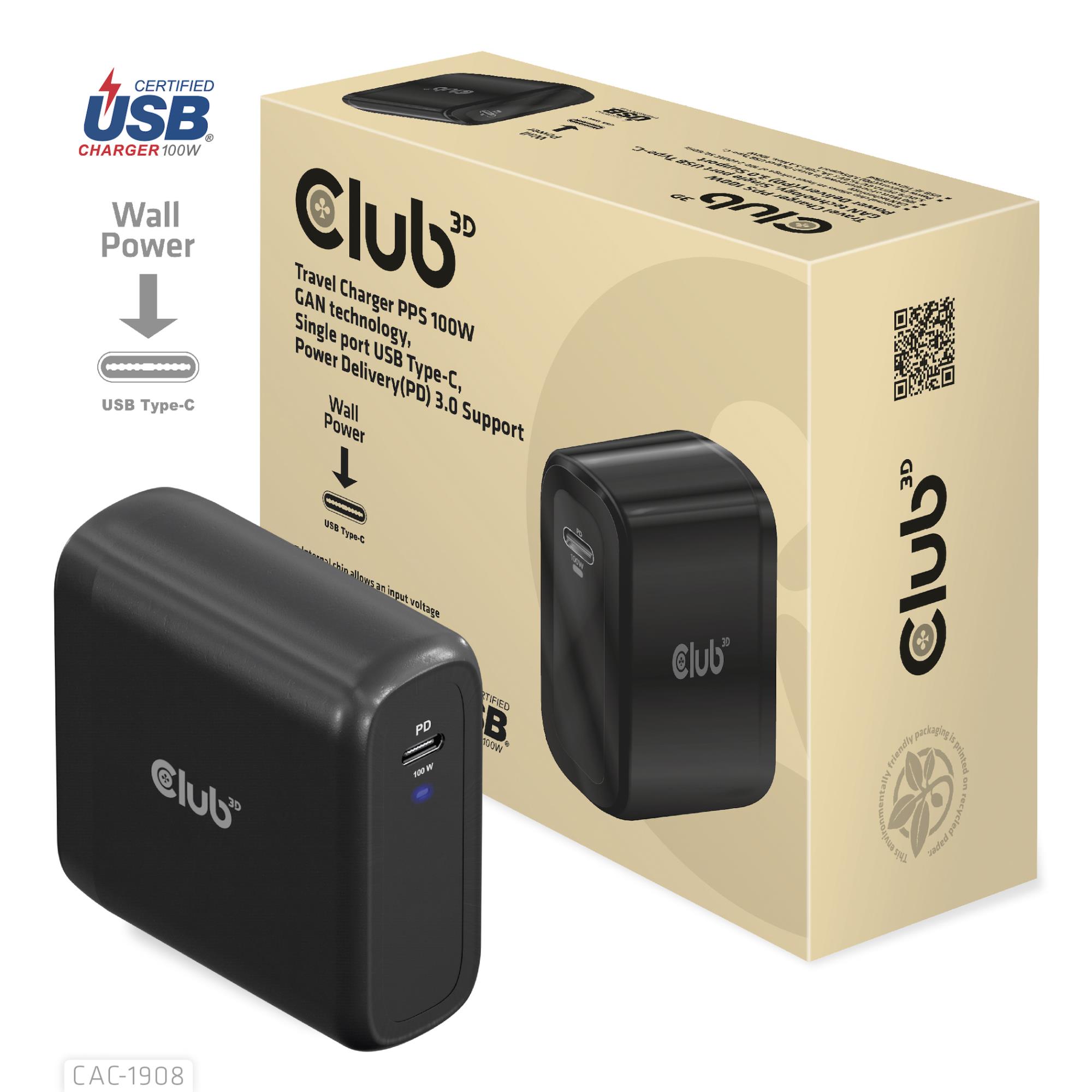 Ceļojuma USB-C lādētājs 100W CAC-1908EU Club3D