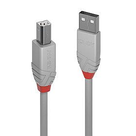 Lindy USB2 A-B kabelis 2m Anthra pelēks