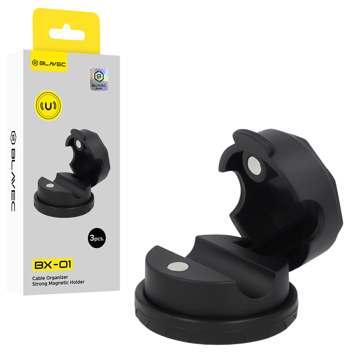 Blavec Cable organizer BX-01 self-adhesive clip melns - 3 pieces