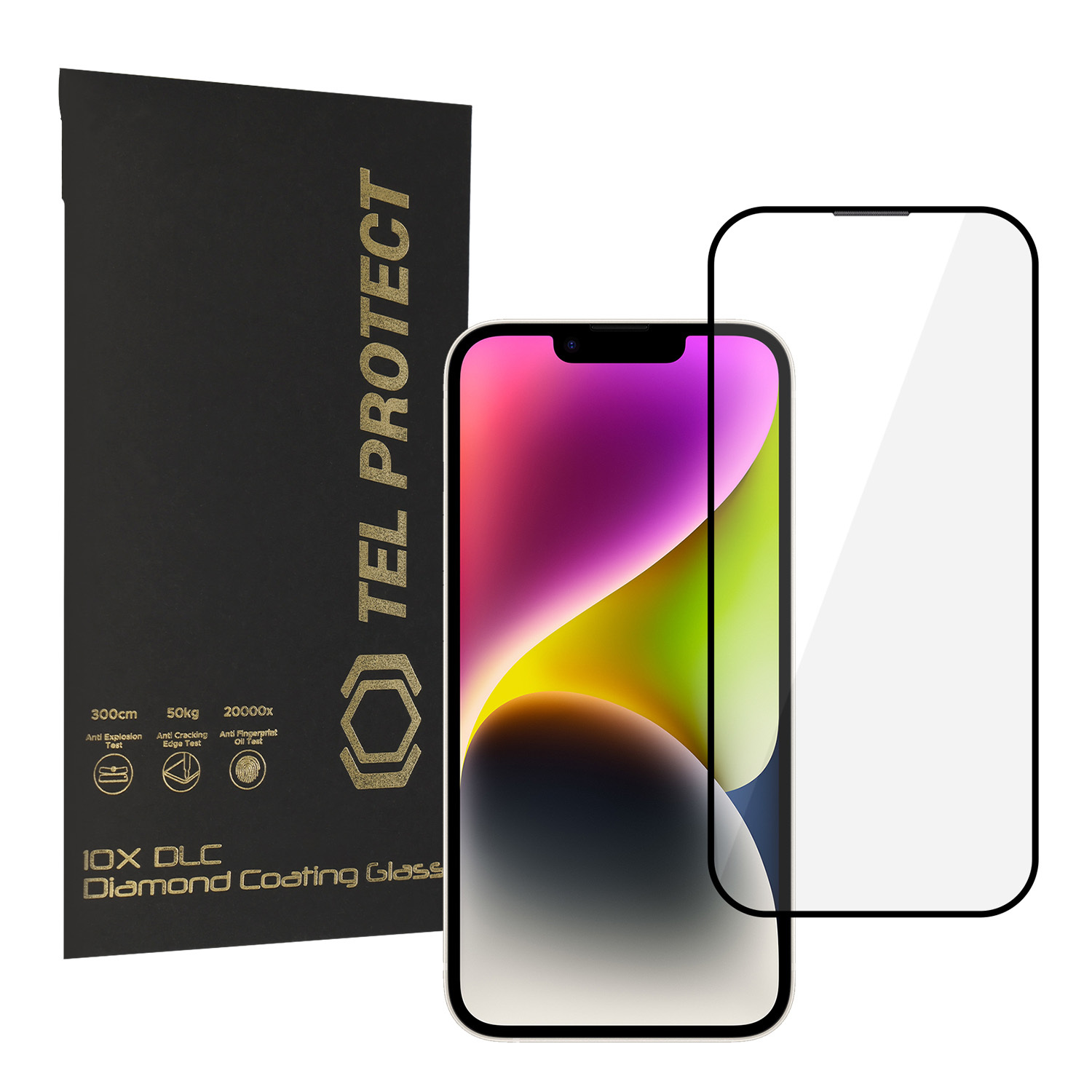 Rūdīts stikls Tel Protect 10X HD DLC Diamond Coating for Iphone 16E/14/13 Pro/13 (envelope)
