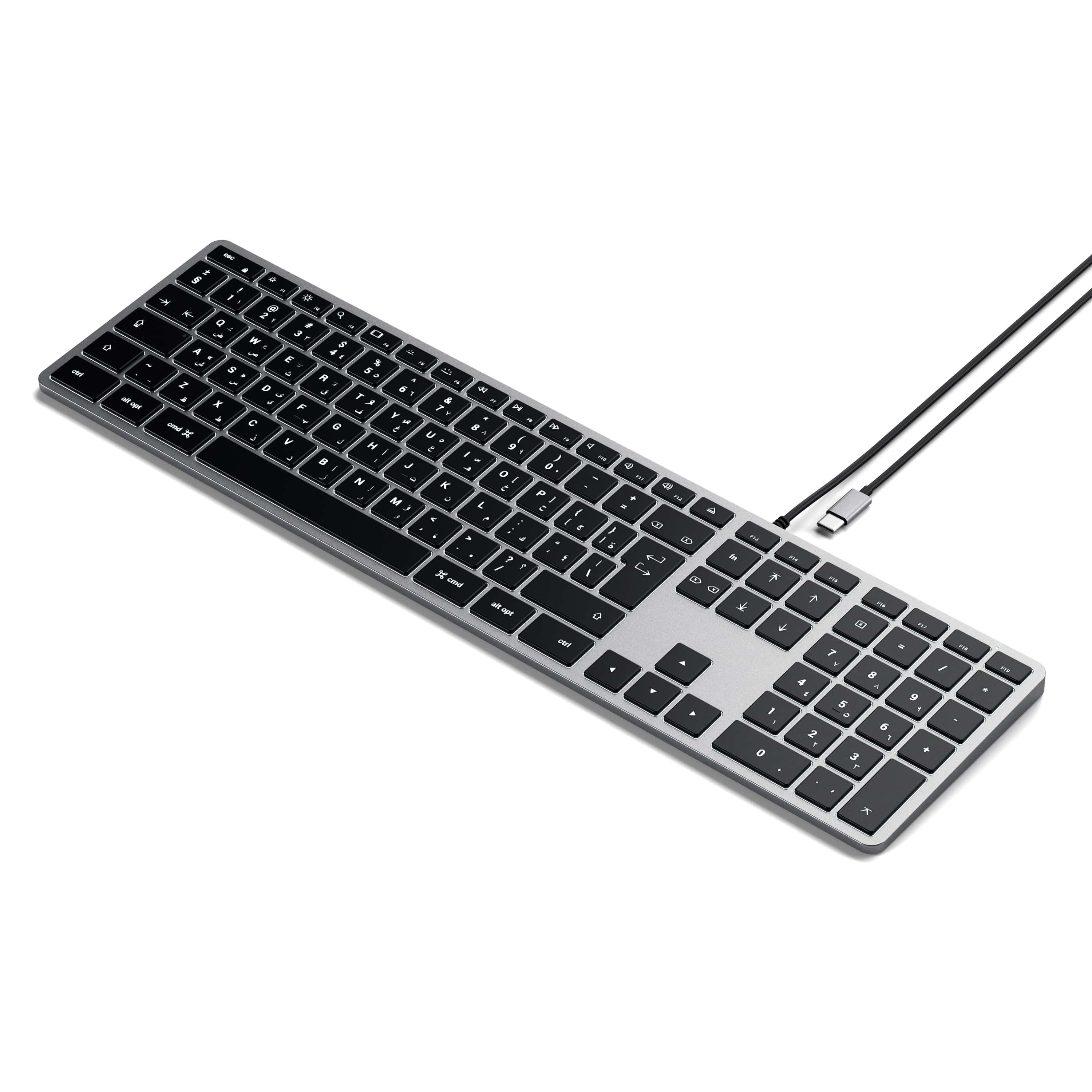 Wire keyboard USB C QWERTY Satechi Slim W3 Wisarkans ST-UCSW3M space pelēks
