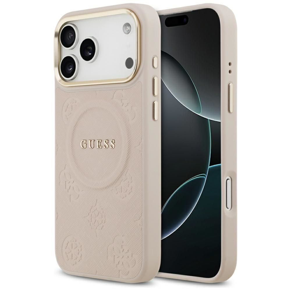 Guess Peony Hot Stamp Magnētiskais viedtālruņa apvalks iPhone 17 Pro Max - rozā
