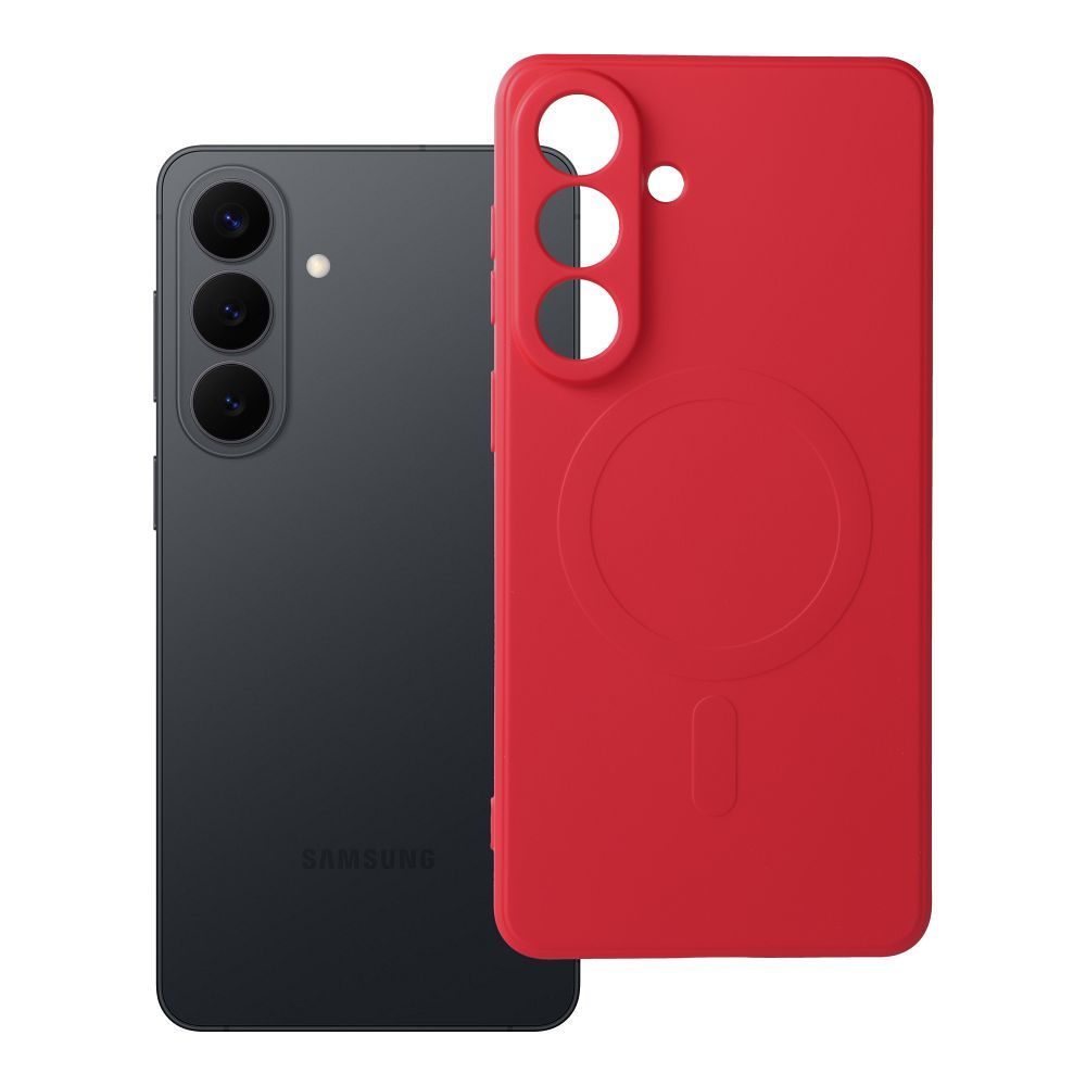 Silikona magnētiskais viedtālruņa apvalks, saderīgs ar MagSafe, paredzēts SAMSUNG S26 Edge, sarkans