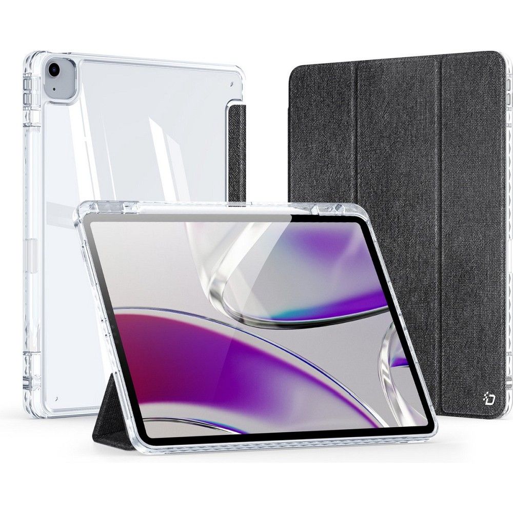 DUX DUCIS planšetdatora maciņš (m) UNID saliekams ar zīmuli uzglabāšanas vietu iPad Air 13 (2024) / iPad Pro 12.9 (2018/2020/2021/2022) melns