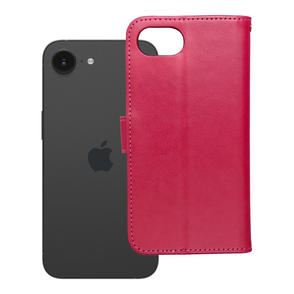 MEZZO Book apvalks viedtālrunim IPHONE 16e (SE 4 2025) - sapņu ķērājs magenta
