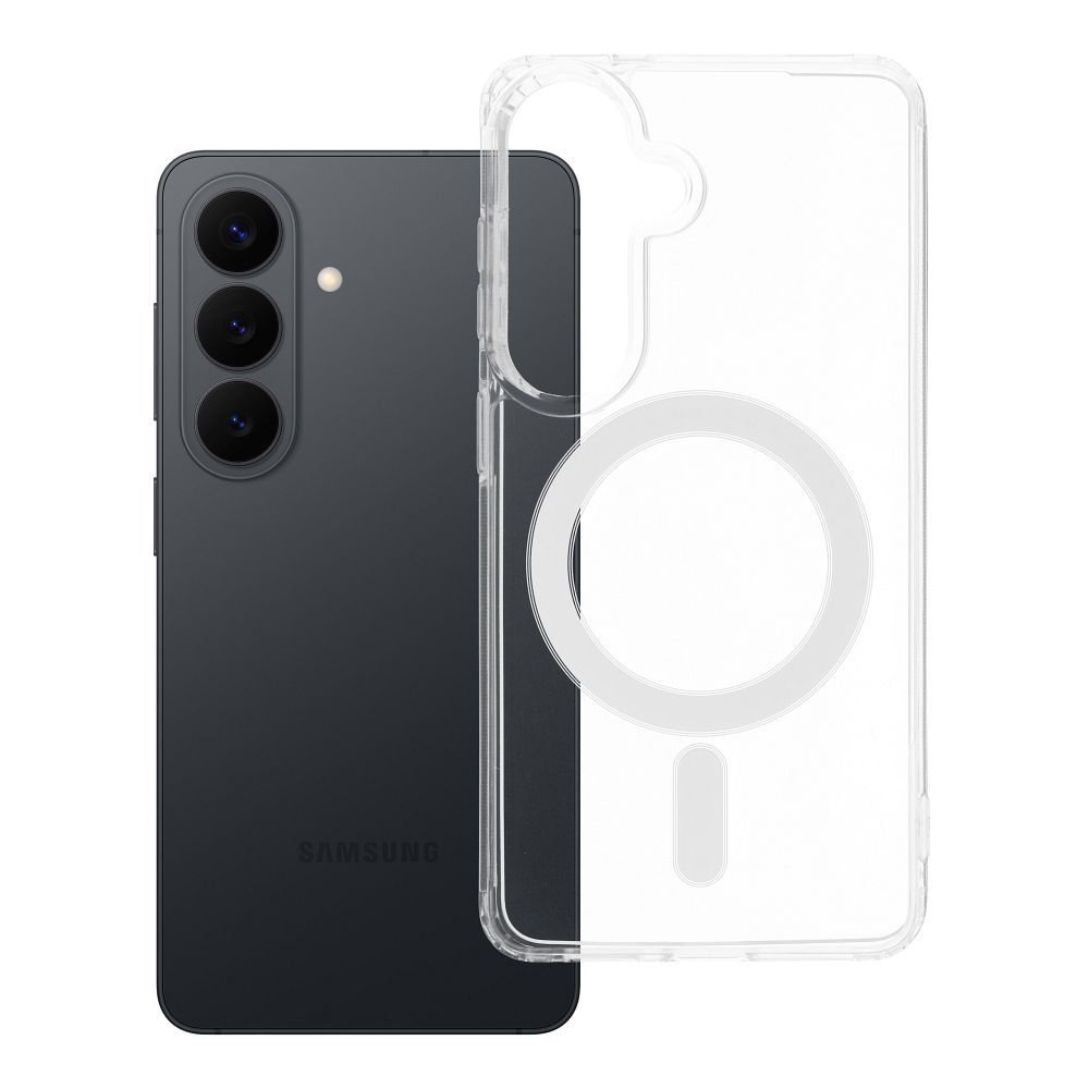 Magnētiskais caurspīdīgs viedtālruņa apvalks CLEAR MAG COVER saderīgs ar MagSafe, paredzēts SAMSUNG S26 Pro