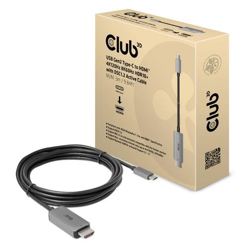 kabelis USB-C TO HDMI 3M/M/M CAC-1587 CLUB3D