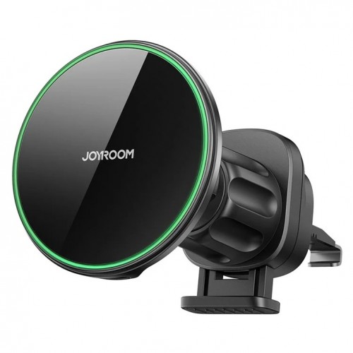Automašīnas turētājs Joyroom JR-ZS214 Qi2 melns bezvadu uzlāde 15W magnētisks / gaisa ventilatora reste