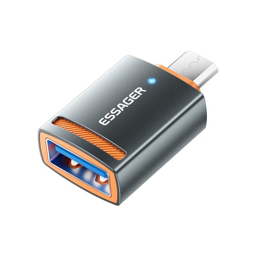 Adapteris Essager "HuntUM" Melns (In: USB / Out: MicroUSB)